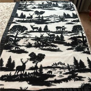 Winter Themed  Fleece Throw - Black & White - 76”H X 59”W